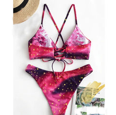WackDaria Women Bikini Set 2020 Swimsuit Women Starry Sky Moon Flower Fashion Brazilian Bathing Suit Swimwear Lady Summer Hot