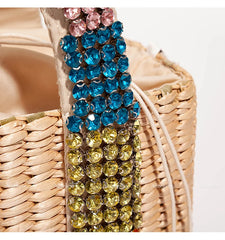 פניני חוף תיק נשים 2020 קיץ חדש אלגנטי ארוג חרוזים קש תיק נשי בוהמיה סרוג גדול Tote תיק חופשה מזדמן