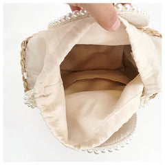 פניני חוף תיק נשים 2020 קיץ חדש אלגנטי ארוג חרוזים קש תיק נשי בוהמיה סרוג גדול Tote תיק חופשה מזדמן