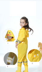 Baby Boy Girl Hooded Raincoat Jumpsuit Child Cartoon One-Piece Rain Gear Suit Kid Waterproof Rain Clothing 2-8Y