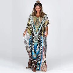 Multicolor Swimsuit Cover Up Beach Maxi Dress Over Size Bathing Suit Kaftan Ropa Mujer Vestido