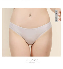 Women Underwear Sexy Briefs Low Waist 100% Real Silk Double-sided knitting Underwear Panties Briefs Female Underpants 2255