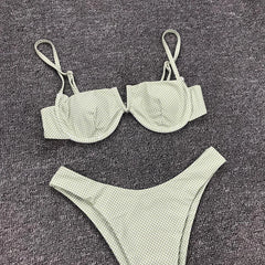 2025 New Sexy V Neck Bikini Swimwear Women Two Pieces Swimsuit Push Up Bikini Set Brazilian Bathing Suit Beachwear Swimming Suit