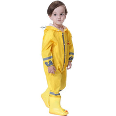 Baby Boy Girl Hooded Raincoat Jumpsuit Child Cartoon One-Piece Rain Gear Suit Kid Waterproof Rain Clothing 2-8Y
