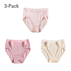Underwear for Women Real Silk Brief Ladies Panties Hipster Panty Sexy Lace Plus size seamless Mid Waisted 3 Pack M-2XL