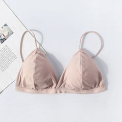 Sexy Lingerie Soft Bras For Women Triangle Cup French Deep V Bra With Chest Pad Ladies Bottom Bralette Sling Top Underwear bh