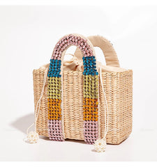 פניני חוף תיק נשים 2020 קיץ חדש אלגנטי ארוג חרוזים קש תיק נשי בוהמיה סרוג גדול Tote תיק חופשה מזדמן