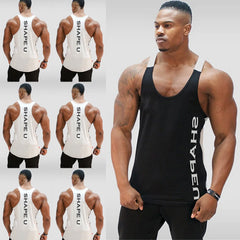 Heißes Bodybuilding-Fitness-Tanktop, Muskelshirt für Herren, Basketballtrikot, einfarbig, locker, fürs Fitnessstudio.