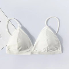 Sexy Lingerie Soft Bras For Women Triangle Cup French Deep V Bra With Chest Pad Ladies Bottom Bralette Sling Top Underwear bh