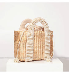 פניני חוף תיק נשים 2020 קיץ חדש אלגנטי ארוג חרוזים קש תיק נשי בוהמיה סרוג גדול Tote תיק חופשה מזדמן