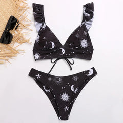 WackDaria Women Bikini Set 2020 Swimsuit Women Starry Sky Moon Flower Fashion Brazilian Bathing Suit Swimwear Lady Summer Hot