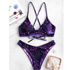 WackDaria Women Bikini Set 2020 Swimsuit Women Starry Sky Moon Flower Fashion Brazilian Bathing Suit Swimwear Lady Summer Hot