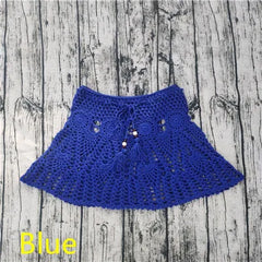 8 Color Hand Crochet Florens Skirt Women Sexy Beach cover up Skirt Boho Style elastic waistband