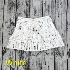 8 Color Hand Crochet Florens Skirt Women Sexy Beach cover up Skirt Boho Style elastic waistband
