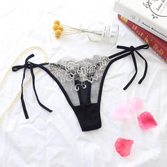 תחתוני נשים סקסיים, תחרה רקמה, תחתוני חוטיני, פפיון שקוף, תחתונים מודפסים, הלבשה תחתונה אופנתית.