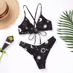 WackDaria Women Bikini Set 2020 Swimsuit Women Starry Sky Moon Flower Fashion Brazilian Bathing Suit Swimwear Lady Summer Hot