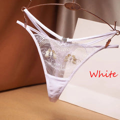 תחתוני נשים סקסיים, תחרה רקמה, תחתוני חוטיני, פפיון שקוף, תחתונים מודפסים, הלבשה תחתונה אופנתית.