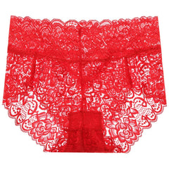 2pcs/Pack Women Lingerie Sexy Lace Panties Mid Waist Soft Underpants Transparent Ultra Thin Underwear Briefs