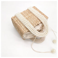 פניני חוף תיק נשים 2020 קיץ חדש אלגנטי ארוג חרוזים קש תיק נשי בוהמיה סרוג גדול Tote תיק חופשה מזדמן