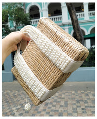 פניני חוף תיק נשים 2020 קיץ חדש אלגנטי ארוג חרוזים קש תיק נשי בוהמיה סרוג גדול Tote תיק חופשה מזדמן