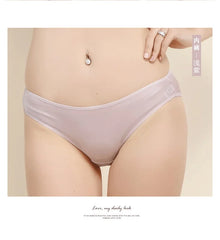 Women Underwear Sexy Briefs Low Waist 100% Real Silk Double-sided knitting Underwear Panties Briefs Female Underpants 2255