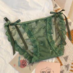 Women's Sexy Lace Underwear Panties Delicate Soft Comfortable Underpants Fashion Female Mesh Up Bow Low-Rise Briefs