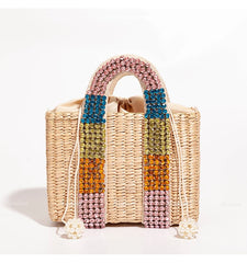 פניני חוף תיק נשים 2020 קיץ חדש אלגנטי ארוג חרוזים קש תיק נשי בוהמיה סרוג גדול Tote תיק חופשה מזדמן