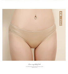 Women Underwear Sexy Briefs Low Waist 100% Real Silk Double-sided knitting Underwear Panties Briefs Female Underpants 2255