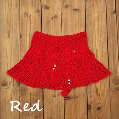 8 Color Hand Crochet Florens Skirt Women Sexy Beach cover up Skirt Boho Style elastic waistband