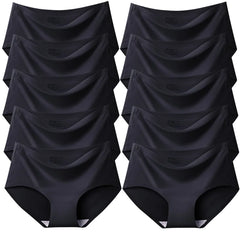 TrowBridge 10PCS/Set Women's Panties Solid Seamless Underwear Plus Size Comfortable Briefs Silk Satin Lingerie Health Underpants
