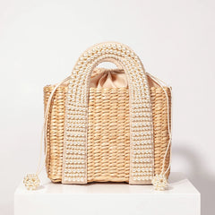 פניני חוף תיק נשים 2020 קיץ חדש אלגנטי ארוג חרוזים קש תיק נשי בוהמיה סרוג גדול Tote תיק חופשה מזדמן