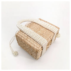 פניני חוף תיק נשים 2020 קיץ חדש אלגנטי ארוג חרוזים קש תיק נשי בוהמיה סרוג גדול Tote תיק חופשה מזדמן