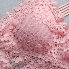 Women Sexy Lingerie Lace Bra Hollow Bralette Backless Top Female Padded Floral Brassiere Female Intimates Soft Underwear S-XL