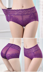 תחתוני נשים סקסיים, תחרה, מותן גבוהה, גומי, תחתוני נשים אנטיבקטריאליים, שקופים, איכותיים, הלבשה תחתונה לנשים.