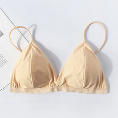 Sexy Lingerie Soft Bras For Women Triangle Cup French Deep V Bra With Chest Pad Ladies Bottom Bralette Sling Top Underwear bh