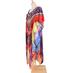 Multicolor Swimsuit Cover Up Beach Maxi Dress Over Size Bathing Suit Kaftan Ropa Mujer Vestido