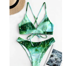 WackDaria Women Bikini Set 2020 Swimsuit Women Starry Sky Moon Flower Fashion Brazilian Bathing Suit Swimwear Lady Summer Hot