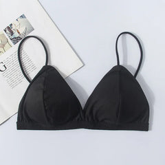 Sexy Lingerie Soft Bras For Women Triangle Cup French Deep V Bra With Chest Pad Ladies Bottom Bralette Sling Top Underwear bh