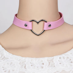 Punk Damen Accessoires Gothic Japanisch Harajuku Kawaii Lolita Schmuck PU Leder Halsband Herz Halskette BDSM Körpergeschirr