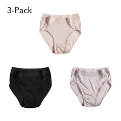 Underwear for Women Real Silk Brief Ladies Panties Hipster Panty Sexy Lace Plus size seamless Mid Waisted 3 Pack M-2XL