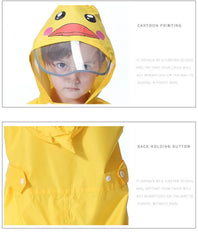 Baby Boy Girl Hooded Raincoat Jumpsuit Child Cartoon One-Piece Rain Gear Suit Kid Waterproof Rain Clothing 2-8Y