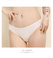 Women Underwear Sexy Briefs Low Waist 100% Real Silk Double-sided knitting Underwear Panties Briefs Female Underpants 2255