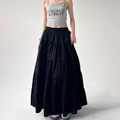 High Waist Retro Loose Bow Temperament Mid-length A- Line Skirt - kinko