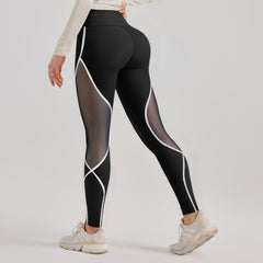 Women's Color Matching Mesh European And American High Waist Yoga Pants - kinko