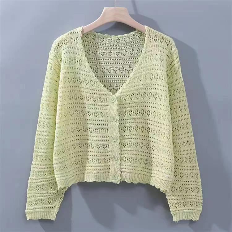 Loose Hollow Knitted Air Conditioning Shirt - kinko