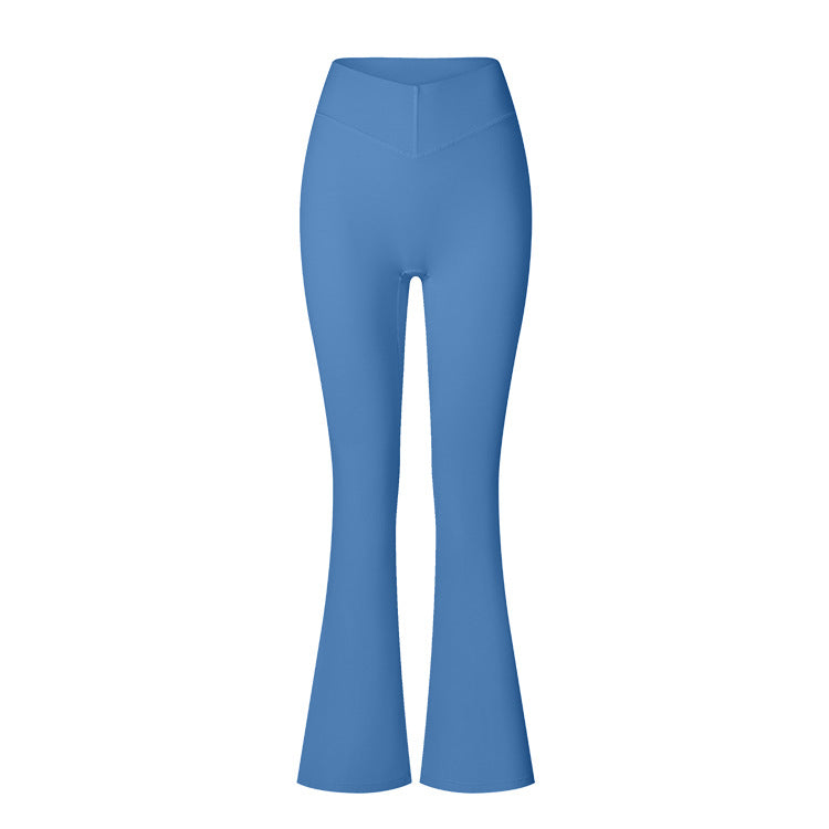 Brushed Flared V-waist Sports Tight Trousers - kinko