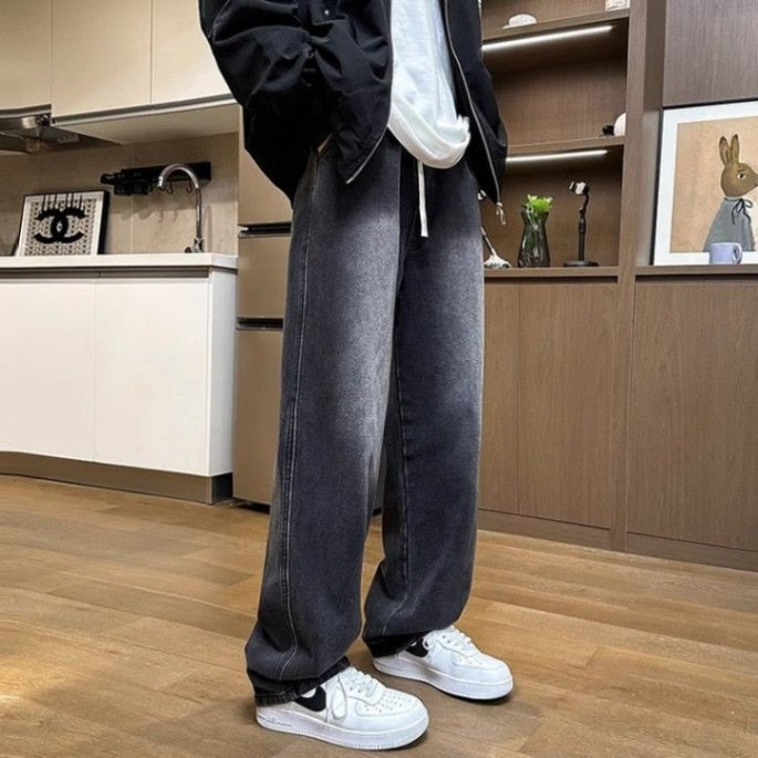 Straight Jeans Men's Summer Ruan Handsome Wide Leg Casual Long Pants - kinko