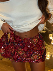 Geometric Stitching Sequins Glitter Short Skirt Hip Skirt - kinko