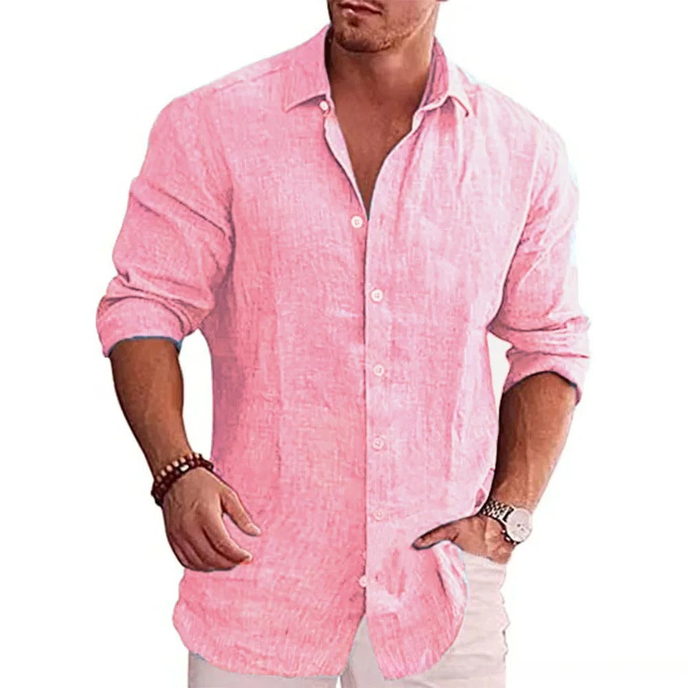 3D Printed Casual Men's Solid Color Shirt Slim Lapel - kinko