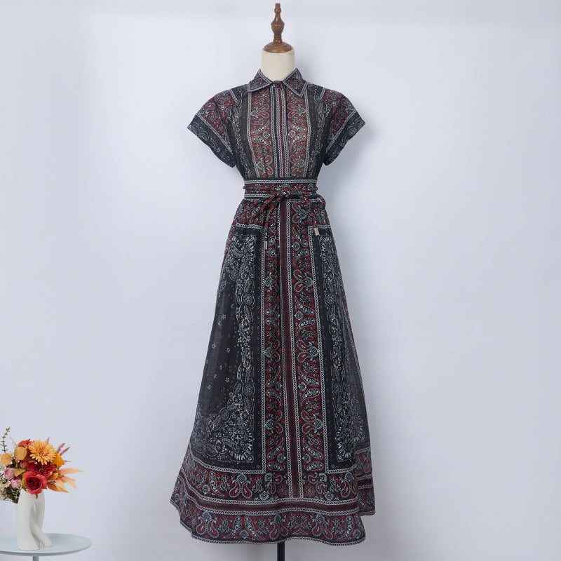 Lapel Slim Top Long Skirt Two-piece Set - kinko